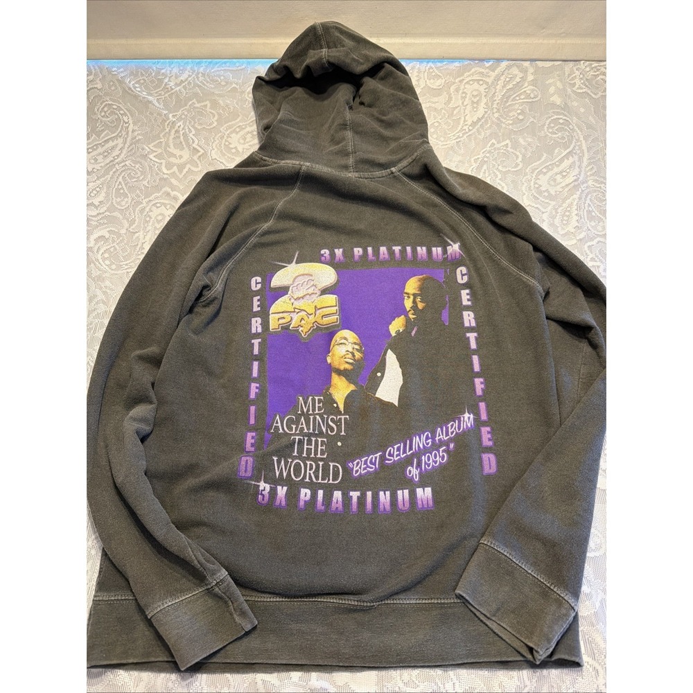TUPAC "Me Against The World" Drawstring Hoodie Hip Hop G-Funk L